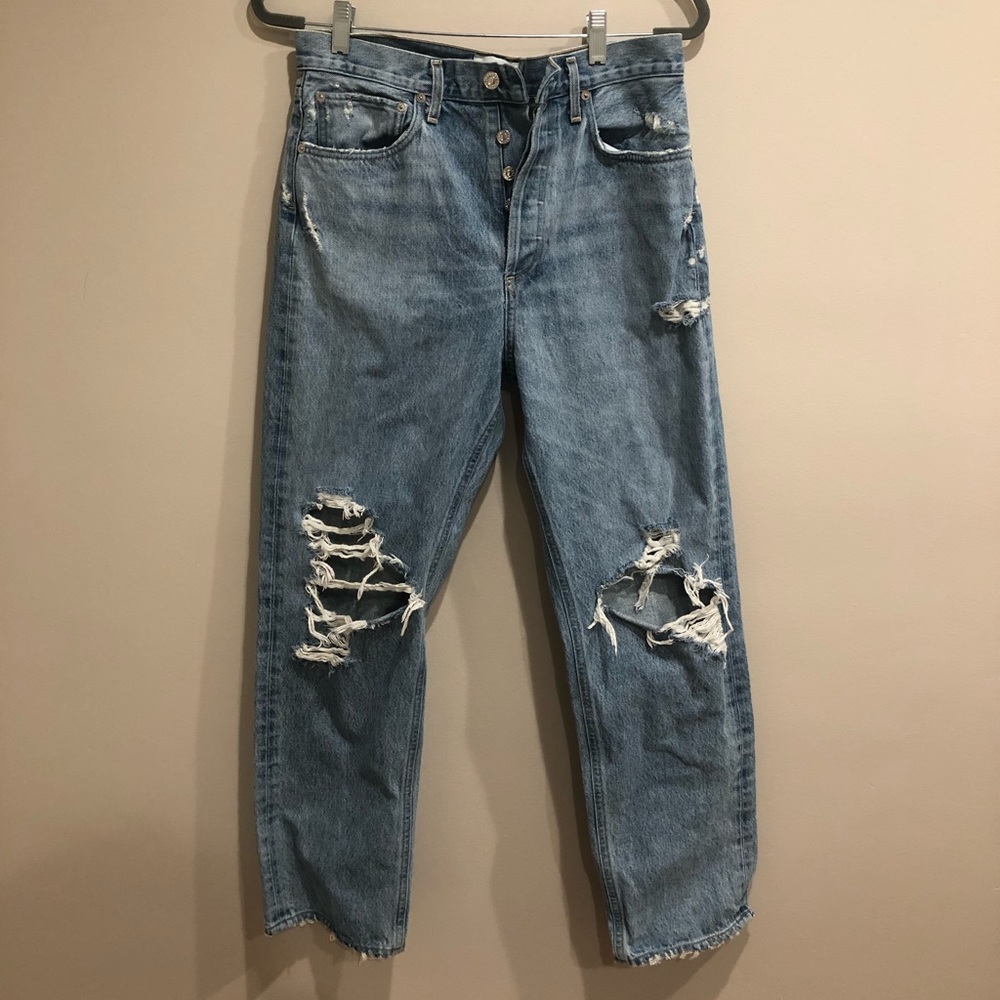 AGOLDE 90s mid rise jeans size 28 ripped knee
